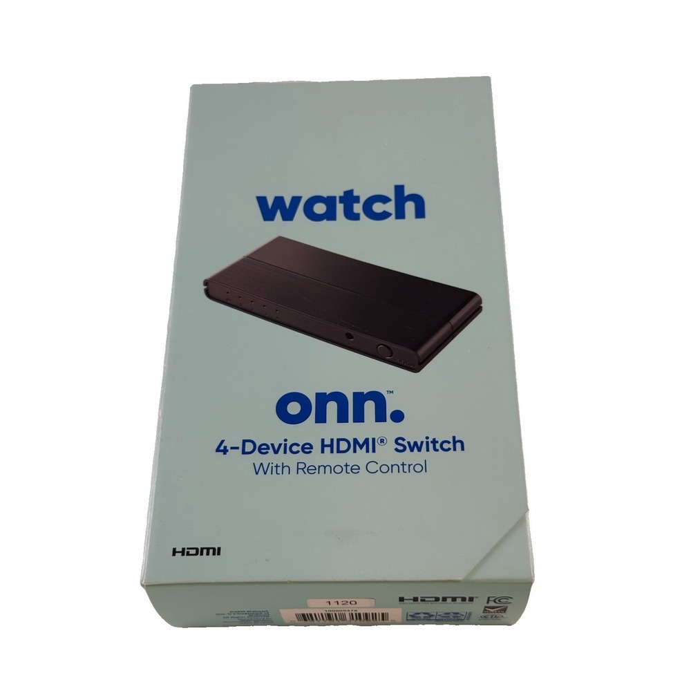 ONN 4-Device HDMI Switch with Remote Control | 4K UHD HDR 18Gbps | Brand New